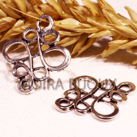 10 Connecteurs intercalaire metal argente  arabesque diamètre 22x18,5mm