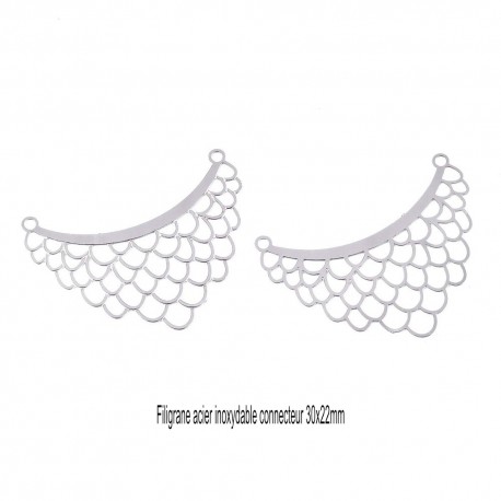 6 filigranes acier inoxydable connecteur  triangle 30x22mm