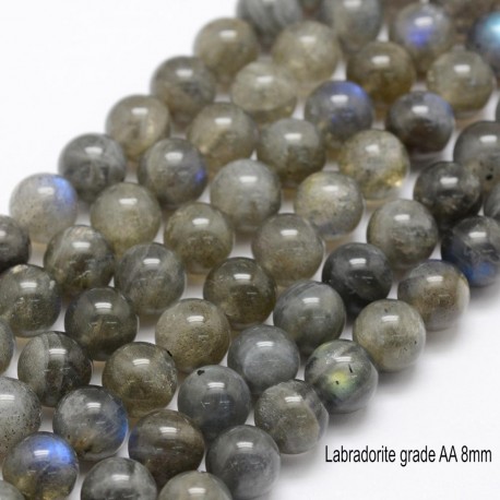 6 perles de pierres semi-précieuse de labradorite 8mm