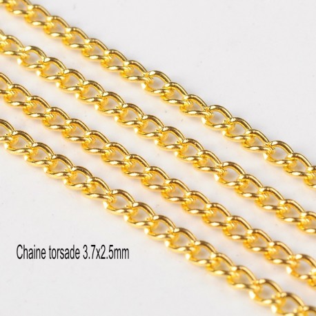 1 M chaine gourmette alliage zinc or 3.5x2.5mm