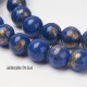 10 perles ronde jade Mashan paillette or bleu nuit 10mm