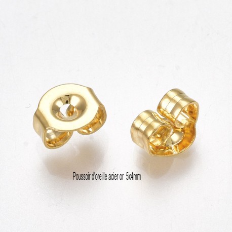 20 poussoirs dos de boucle d' oreille acier or 5x4mm