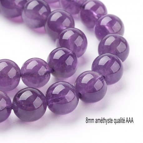 8 perles rondes améthyste du Brésil 8mm