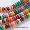 20 perles rondelle turquoise  howlite  multicolore 6x2.5mm