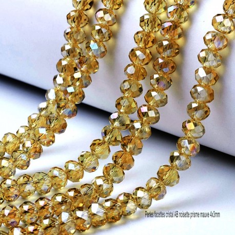 4mm 50 perles cristal AB noisette prisme mauve