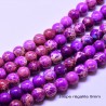 10 perles rondes régalite magnésite prune/beige 8mm