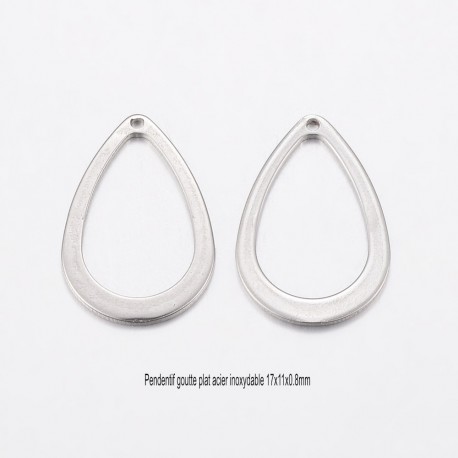 10 connecteurs goutte acier inoxydable 17x11x0.8mm