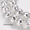 10 perles hématite 8mm plaqué argent facette  grade AA