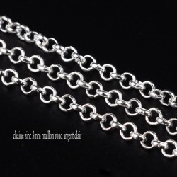 1 mètre S068 chaine maillon rond  couleur silver 3x3mm