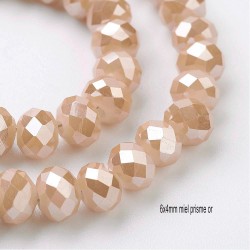 50 perles cristal abaque facettes miel /or prisme 6x4mm