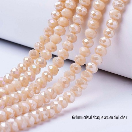 50 perles facette cristal chair prisme arc en ciel 6x4mm