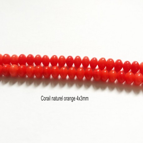30 perles corail naturel orange lentille  4x3mm