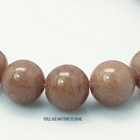 20 Perles de jade naturelle ronde 4mm Terre de Sienne