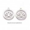 4 Pendentifs acier inoxydable 304 fleur de lotus 26x22mm