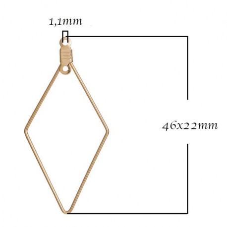 2 connecteurs losange support boucle d'oreille  doré 46x22mm