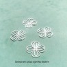 4 Estampes 35x20mm fleur laiton plaqué argent