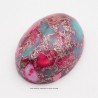 1 cabochon jaspe impérial turquoise /fuchsia 18x13mm