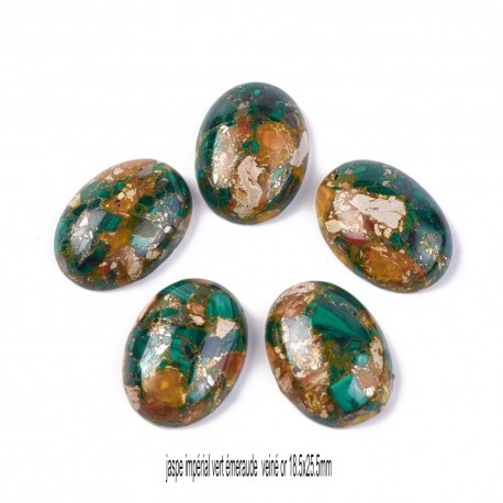 1 cabochon gemme 18.5x25.5mm jaspe impérial vert/orange