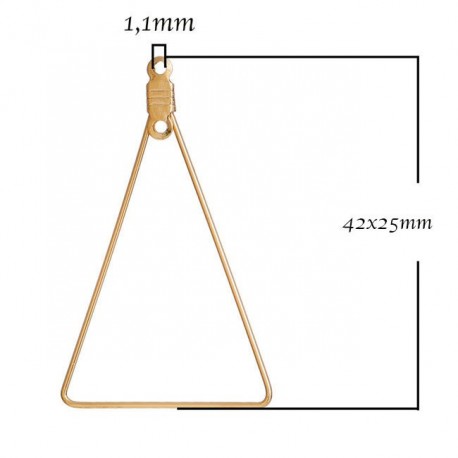 2 connecteurs triangle support boucle d'oreille  doré  42x25mm