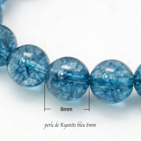 8 perles de  gemme de  Kyanite bleu acier