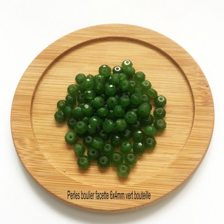 20 perles boulier facette vert bouteille 6x4mm