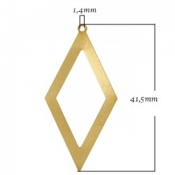 6 pendentifs losange incurvés couleur laiton  lisse diamètre 41x20mm