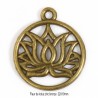 10 breloques médaillon fleur de  lotus zinc bronze 22x19mm