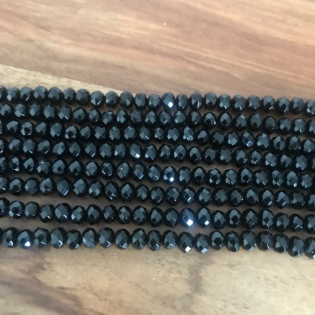 20 Perles jade boulier facette noir 6x4mm
