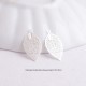 6 Estampes mini feuille laiton plaqué argent 19x10mm