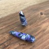 2 perles jade goutte violet enrubannée noir 40x10mm