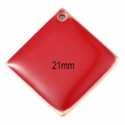 4 breloques sequins émail rouge losange 21mm