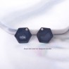 2 sequins laiton émail noir hexagonal  révresible 11x12mm