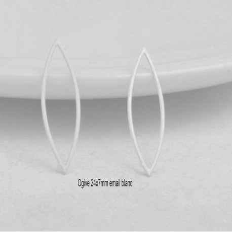 4 connecteurs navette laiton émail blanc 24x7mm