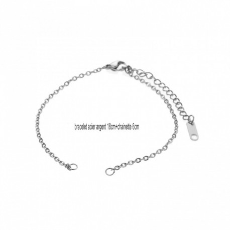 1 bracelet acier inoxydable argenté 18cm