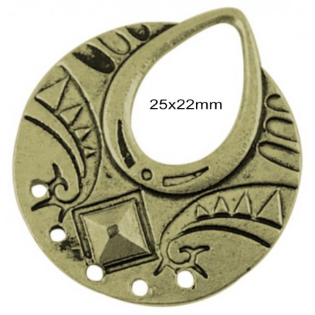 10 breloques connecteur bronze rond 25x22mm