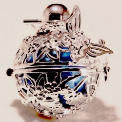 bola  grossesse papillon et cristal  argent plaqué ciselée 26x28mm