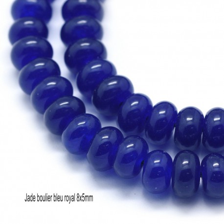 20 Perles jade boulier lisse bleu royal 8x4mm