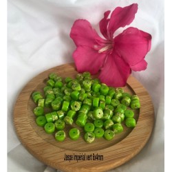 20 perles jaspe impérial  vert pomme  palet plat 6x4mm