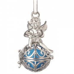 bola  ange assis  argent plaqué ciselée 36x24mm