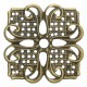 5 estampes carre  fleur vintage filigrane  bronze 35mm