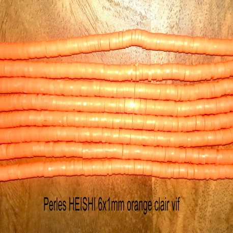 50 perles palet plat pâte polymère orange 5mm