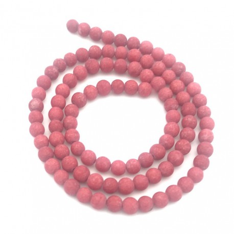 20 perles jade Mashan ronde givrée 4mm rouge