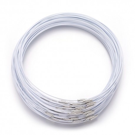 Tour de cou  acier gainé blanc  14,5cmx 10 pieces