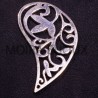 2 connecteurs goutte motif fleuri argente 56x33mm
