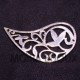2 connecteurs goutte motif fleuri argente 56x33mm