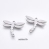 2 breloques acier inoxydable libellule connecteur 13x16mm