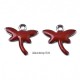 8 breloques libellule acier inoxydable émail rouge  11,5x12mm