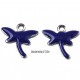 8 breloques libellule  acier inoxydable émail bleu nuit 11,5x12mm