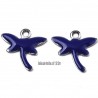 4 breloques libellule  acier inoxydable émail bleu nuit 11,5x12mm