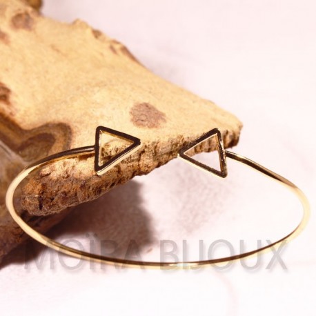 1bracelet jonc motif triangle réglable doré 16cm